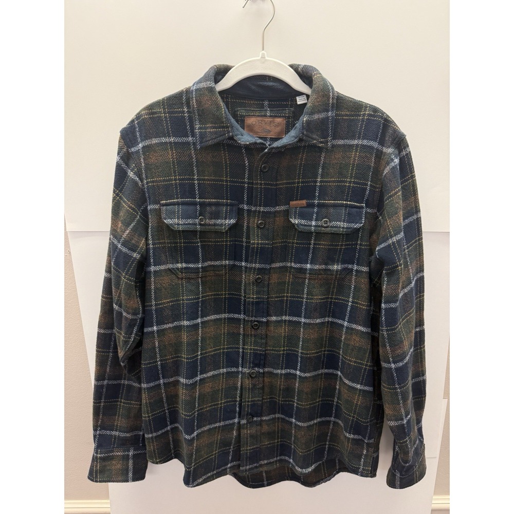 Orvis Men Plaid Flannel Button Up Shirt Long Sleeve Multicolor Size S